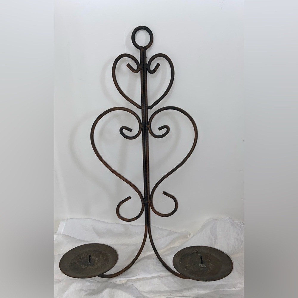 3/55$ Wall Mounted Large Vintage Metal brown tone Sconce candle holder